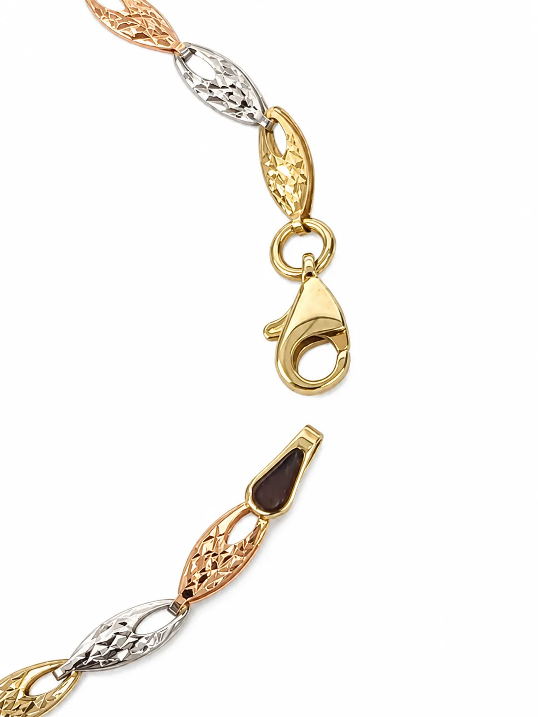 9ct Tri-Colour Gold Diamond Cut Italian Made Bracelet 19cm - 9CTYWRTZZ