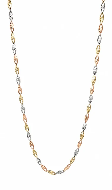 9ct Tri-Colour Gold Diamond Cut Italian Made Chain Necklace 45cm + 2.5cm Extension - 9CTYWRPZZ