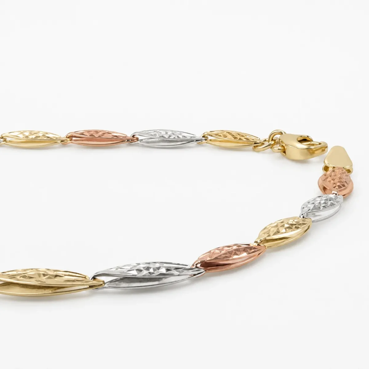9ct Tri-Colour Gold Diamond Cut Italian Made Chain Necklace 45cm + 2.5cm Extension - 9CTYWRPZZ