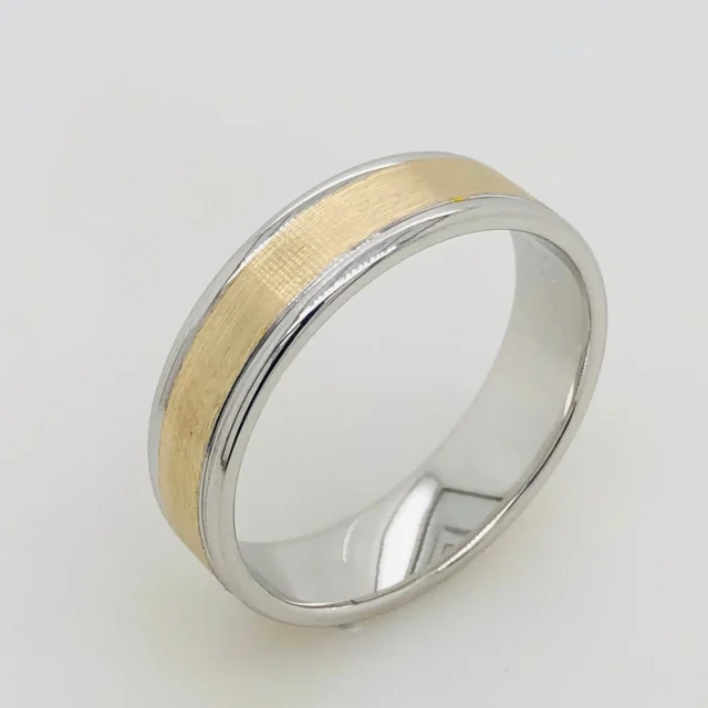 9ct White & Yellow Gold Wedding Ring 6mm Wide
