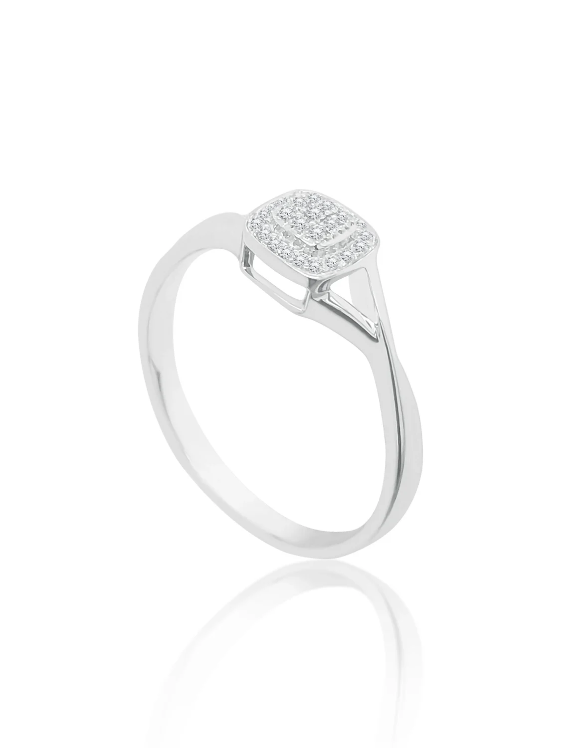9ct White Gold 0.13ct Diamond Cushion Halo Cluster Ring