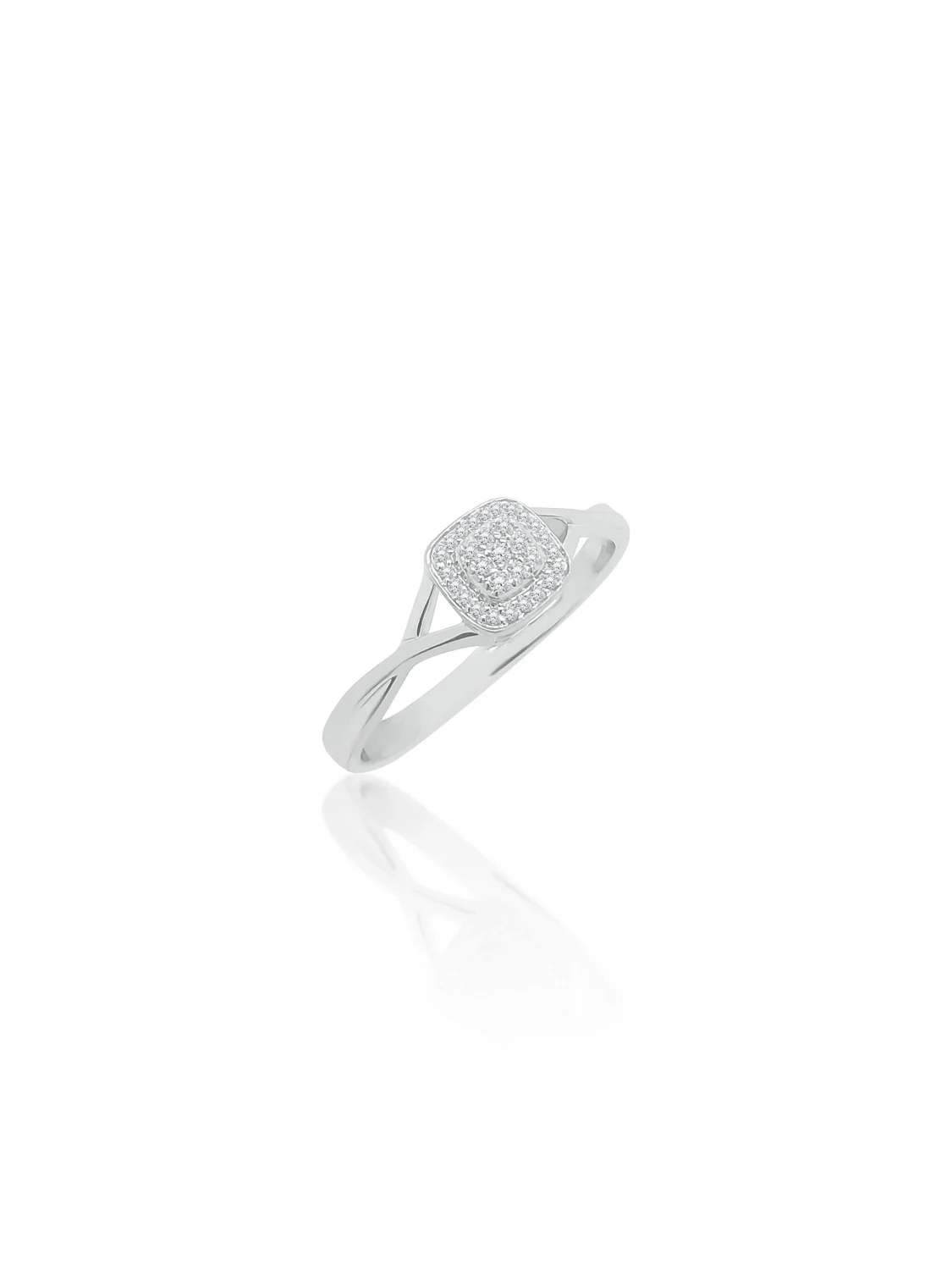 9ct White Gold 0.13ct Diamond Cushion Halo Cluster Ring