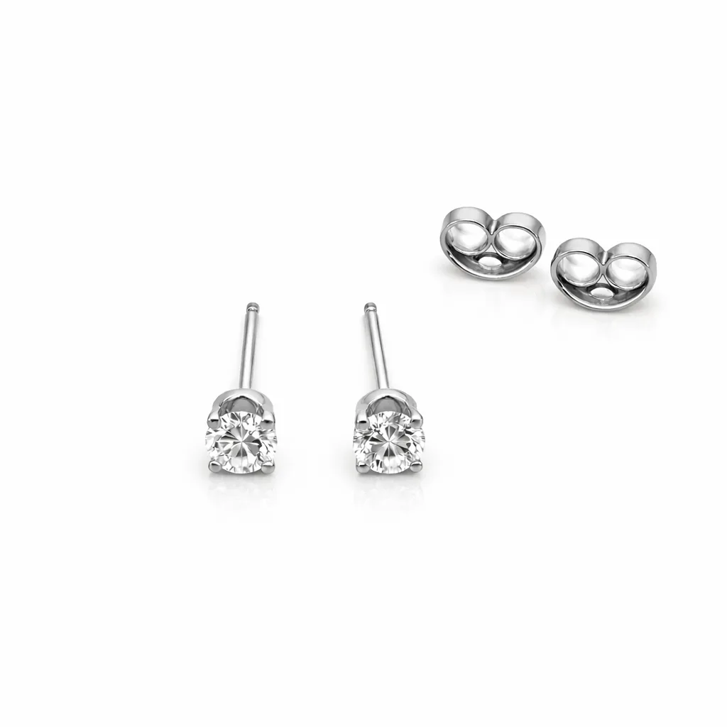 9ct White Gold 0.40ct Natural Diamond Stud Earrings – D–F Colour VS Clarity - 9WDS40