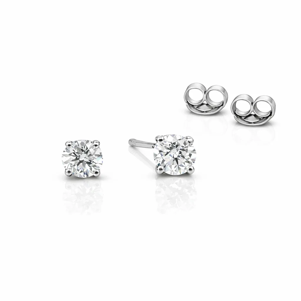 9ct White Gold 0.40ct Natural Diamond Stud Earrings – D–F Colour VS Clarity - 9WDS40