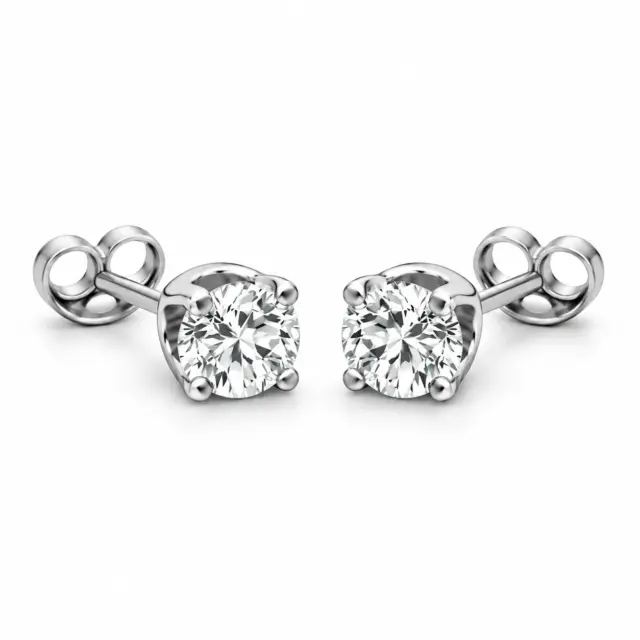 9ct White Gold 0.40ct Natural Diamond Stud Earrings – D–F Colour VS Clarity - 9WDS40