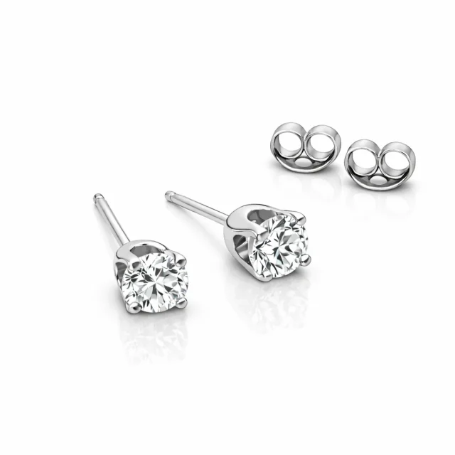 9ct White Gold 0.40ct Natural Diamond Stud Earrings – D–F Colour VS Clarity - 9WDS40