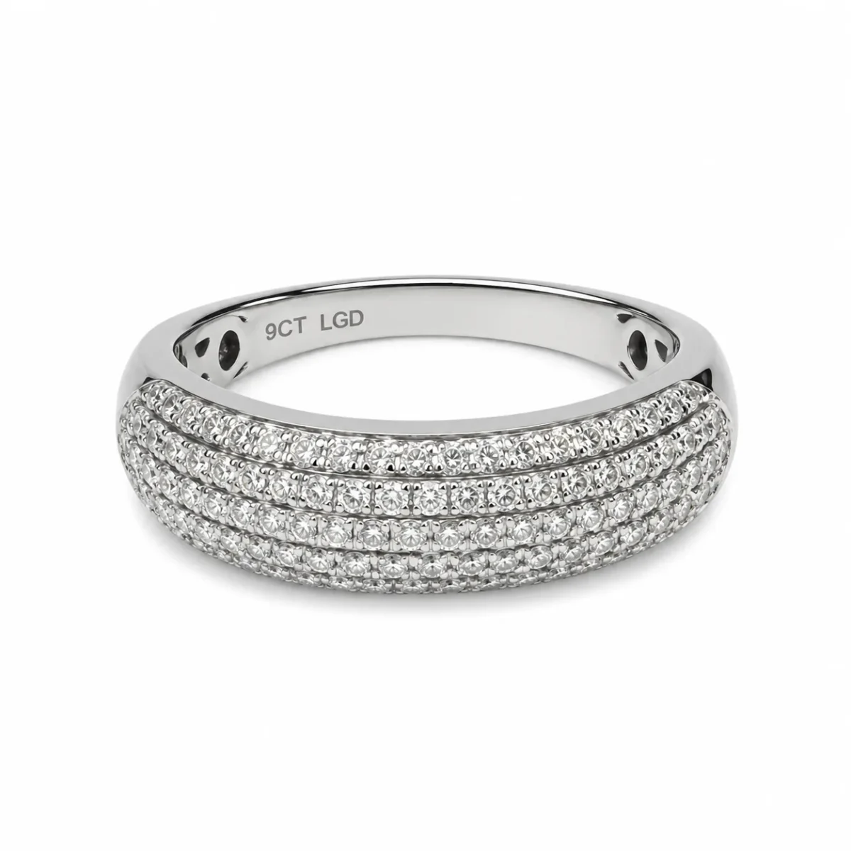 9ct White Gold 0.54ct Lab Grown Diamond Five Row Dress Ring - AURG1088
