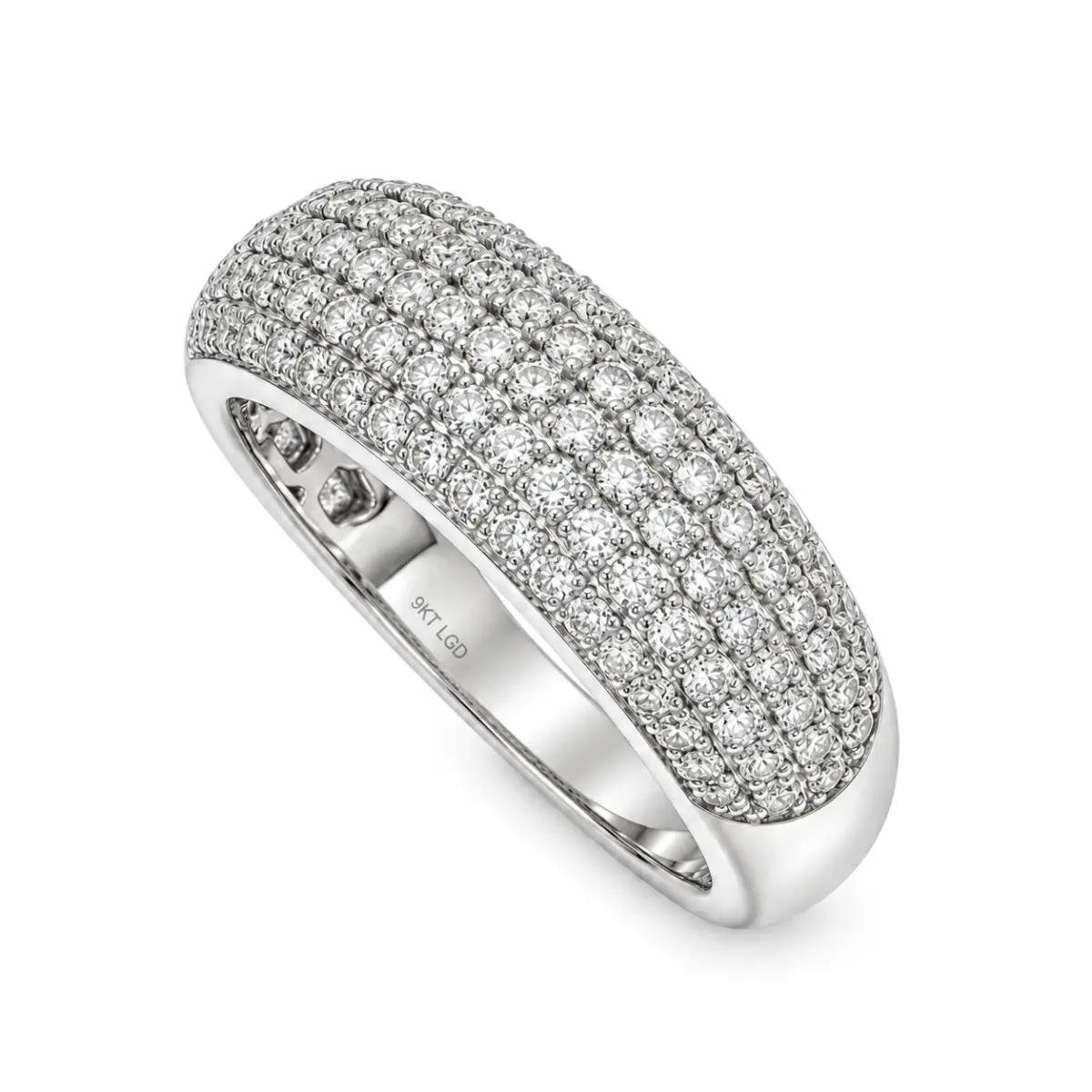 9ct White Gold 0.54ct Lab Grown Diamond Five Row Dress Ring - AURG1088