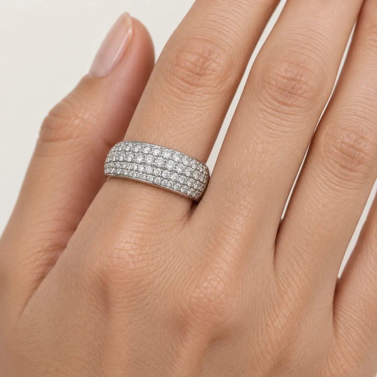 9ct White Gold 0.54ct Lab Grown Diamond Five Row Dress Ring - AURG1088