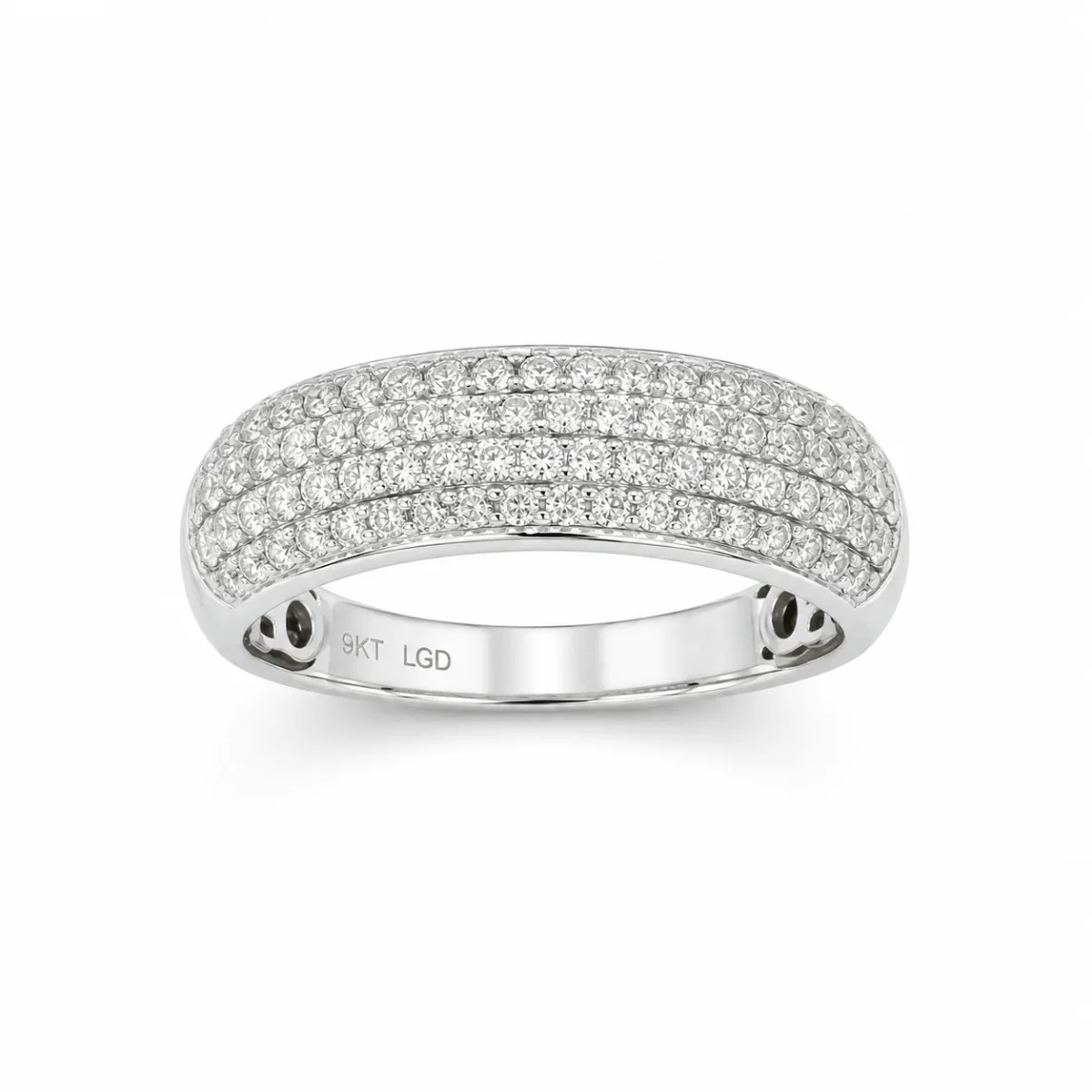 9ct White Gold 0.54ct Lab Grown Diamond Five Row Dress Ring - AURG1088