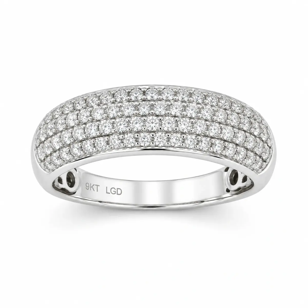 9ct White Gold 0.54ct Lab Grown Diamond Five Row Dress Ring - AURG1088