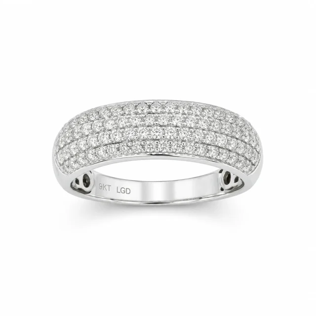 9ct White Gold 0.54ct Lab Grown Diamond Five Row Dress Ring - AURG1088