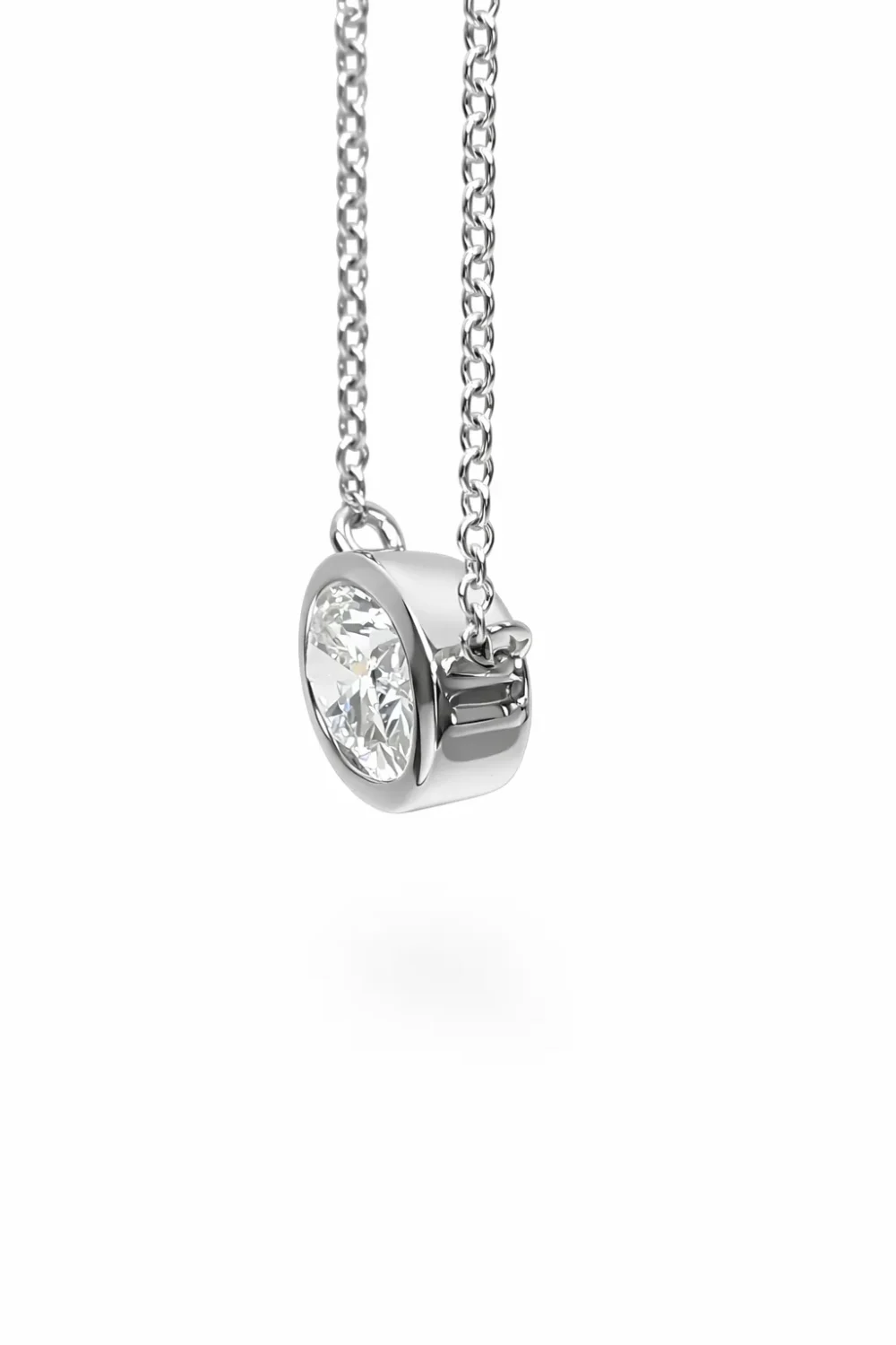 9ct White Gold 1.00ct Lab Grown Oval Diamond Pendant – Rub Over Setting - AUNE2053