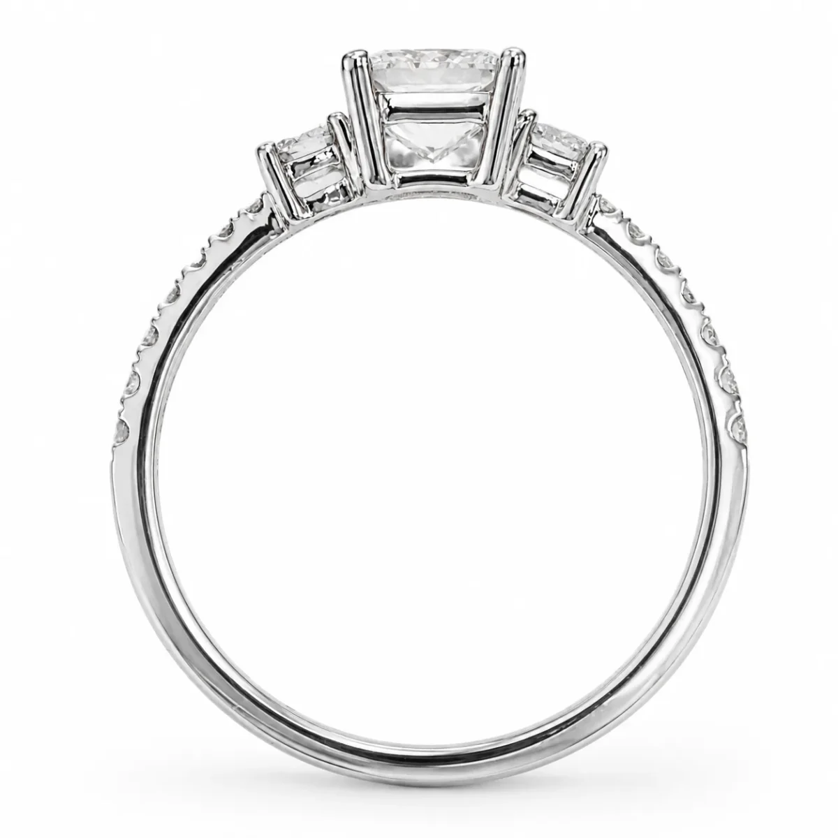 9ct White Gold 1.04ct Lab Grown Diamond Princess Cut Three Stone Engagement Ring - 9WGAURG1929