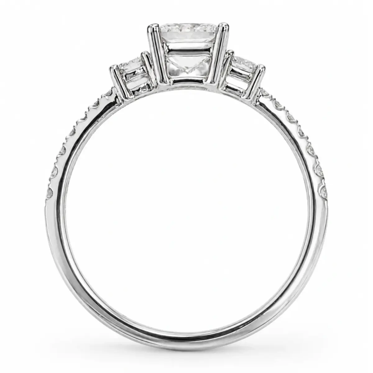 9ct White Gold 1.04ct Lab Grown Diamond Princess Cut Three Stone Engagement Ring - 9WGAURG1929