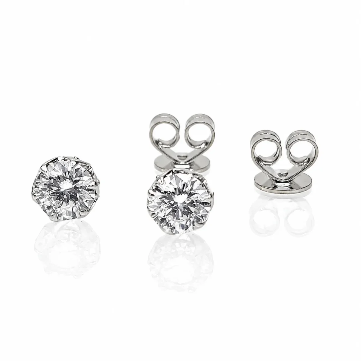 9ct White Gold 1.15ct Lab Grown Diamond Stud Earrings – 1.00ct Round Brilliant Centre Diamonds | EF VS
