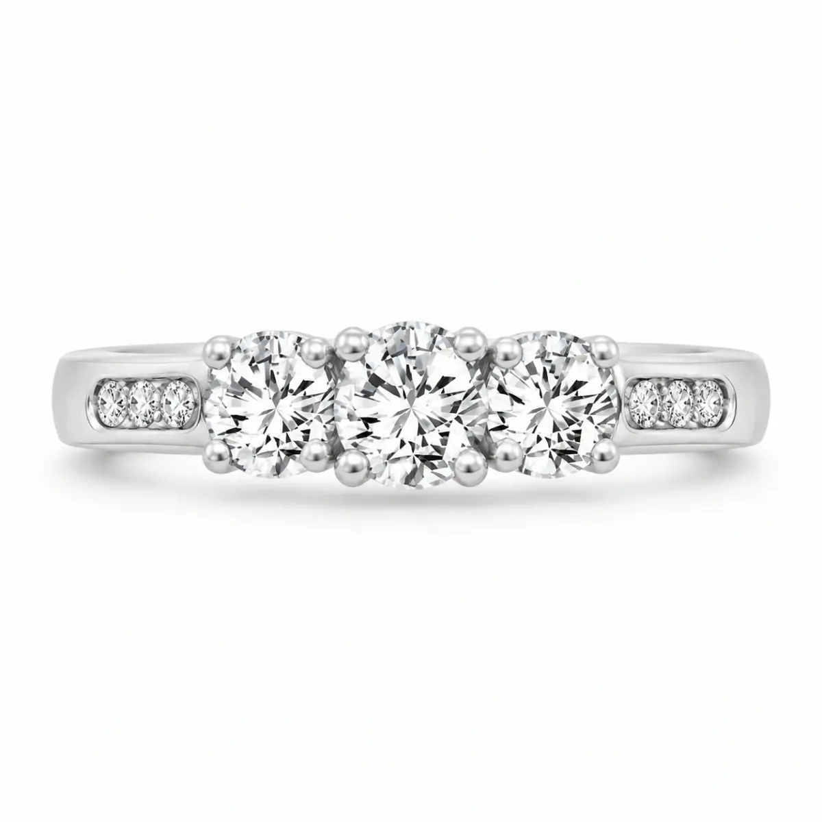 9ct White Gold 3 Stone Engagement Ring with 0.60ct Diamond  Setting