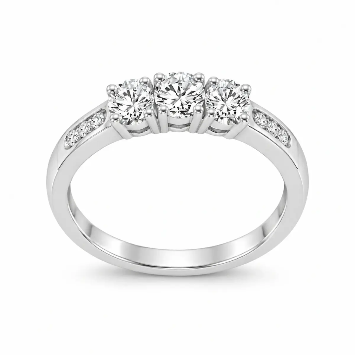 9ct White Gold 3 Stone Engagement Ring with 0.60ct Diamond  Setting