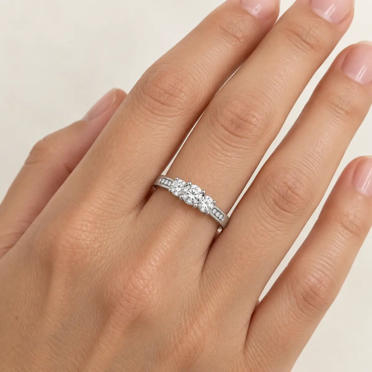 9ct White Gold 3 Stone Engagement Ring with 0.60ct Diamond  Setting
