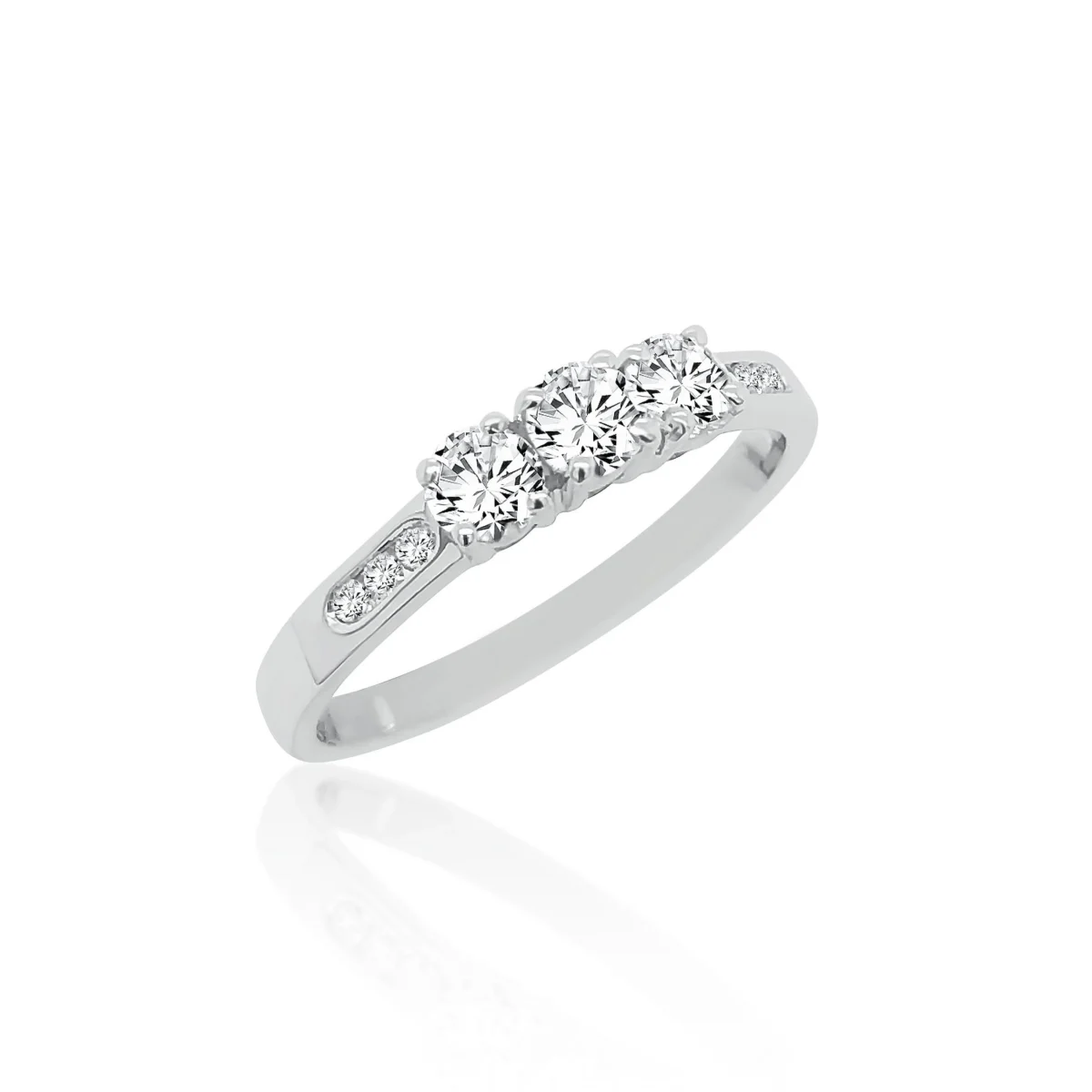9ct White Gold 3 Stone Engagement Ring with 0.60ct Diamond  Setting