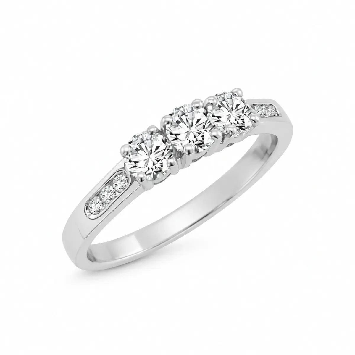 9ct White Gold 3 Stone Engagement Ring with 0.60ct Diamond Setting