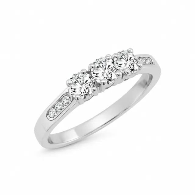9ct White Gold 3 Stone Engagement Ring with 0.60ct Diamond  Setting