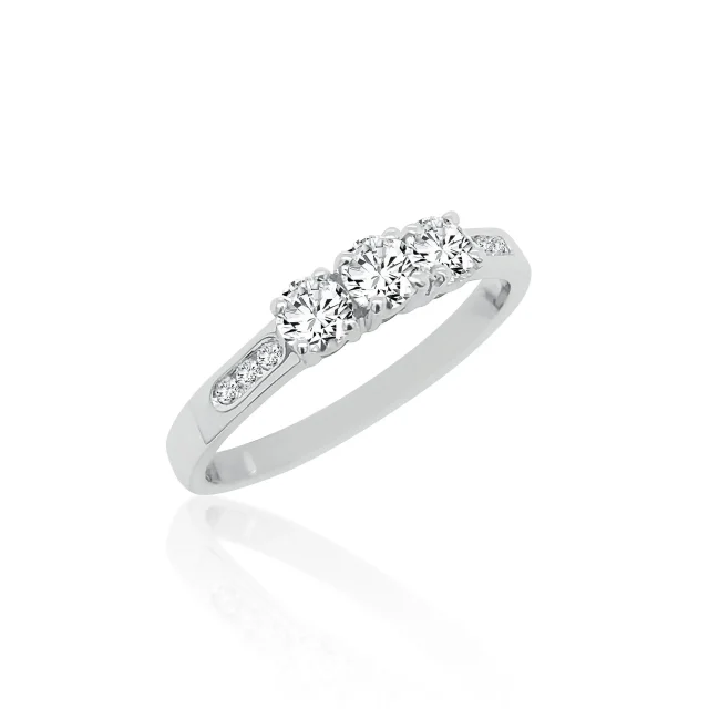 9ct White Gold 3 Stone Engagement Ring with 0.60ct Diamond  Setting