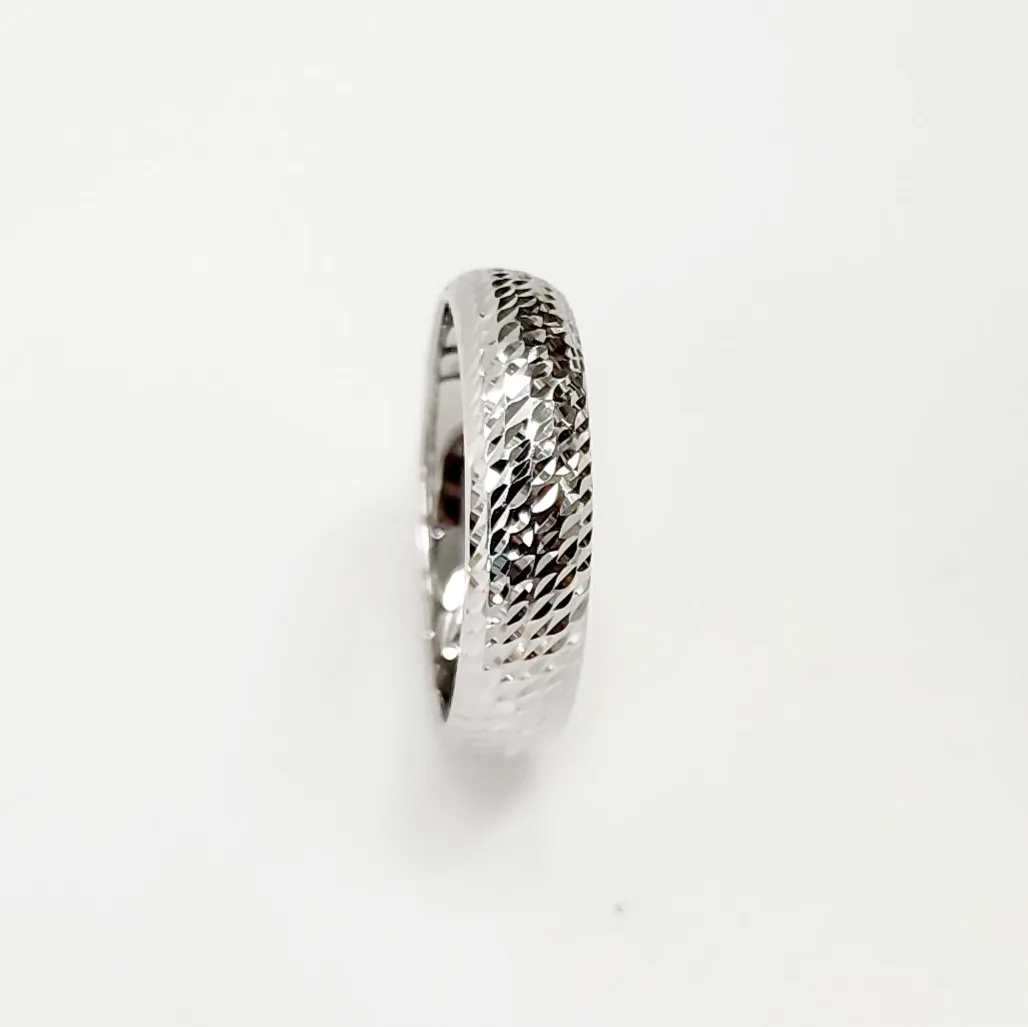 9ct White Gold 5mm Wide Diamond Cut Half Round Wedding Ring