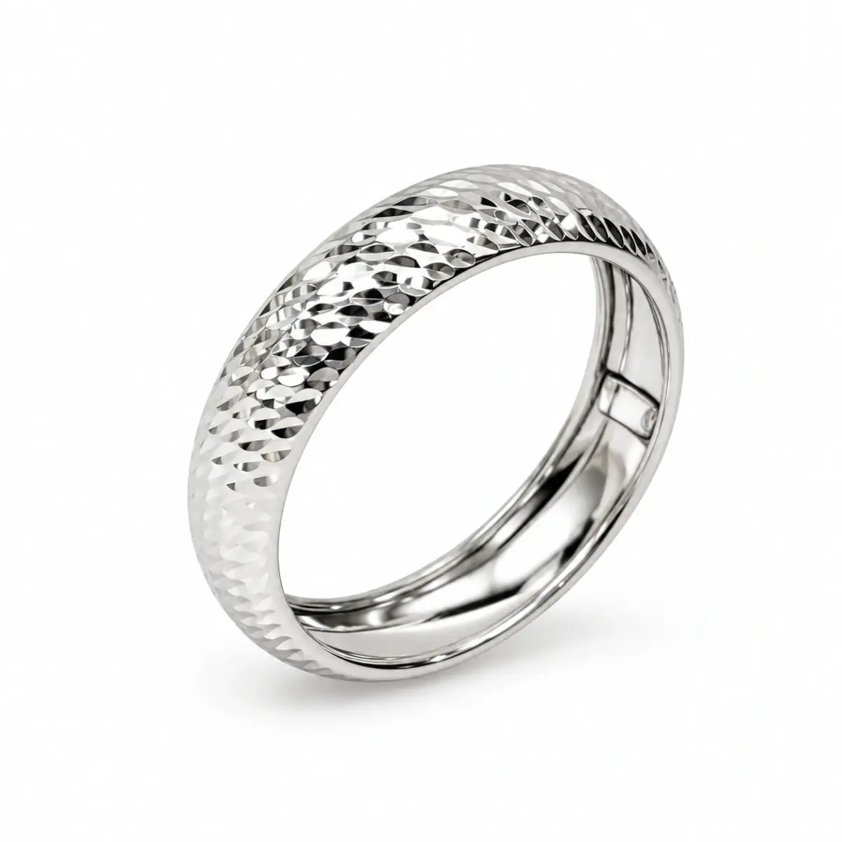 9ct White Gold 5mm Wide Diamond Cut Half Round Wedding Ring