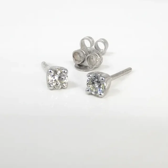 9ct White Gold Diamond Solitaire Stud Earrings – 0.25ct -