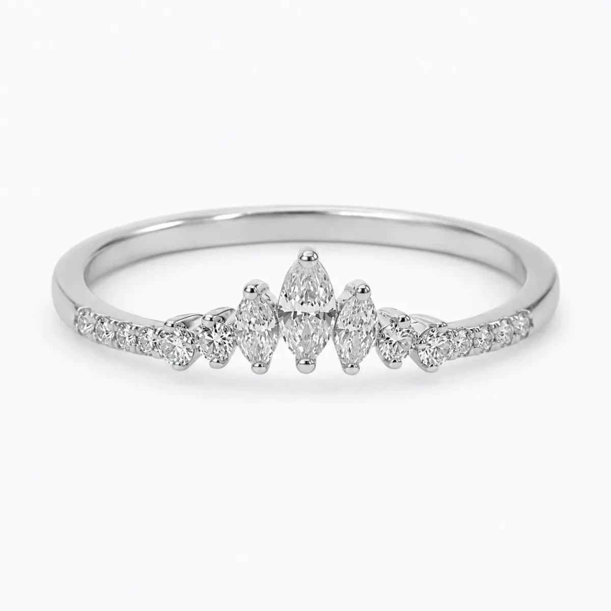 9ct White Gold Lab-Grown Diamond Crown Ring 0.25ct EF/VS - AURG1260