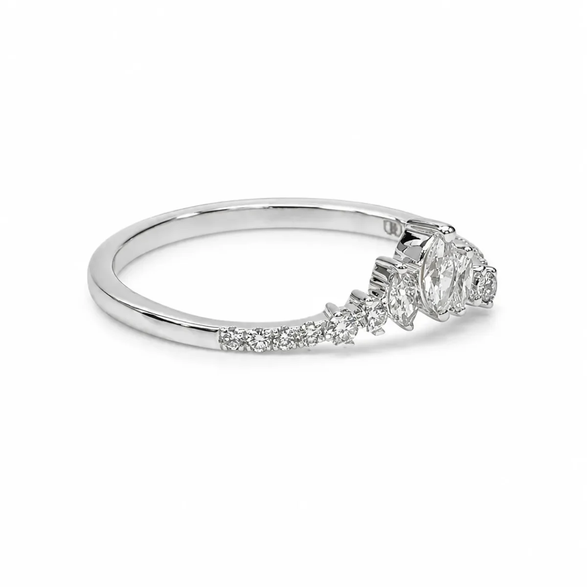 9ct White Gold Lab-Grown Diamond Crown Ring 0.25ct EF/VS - AURG1260
