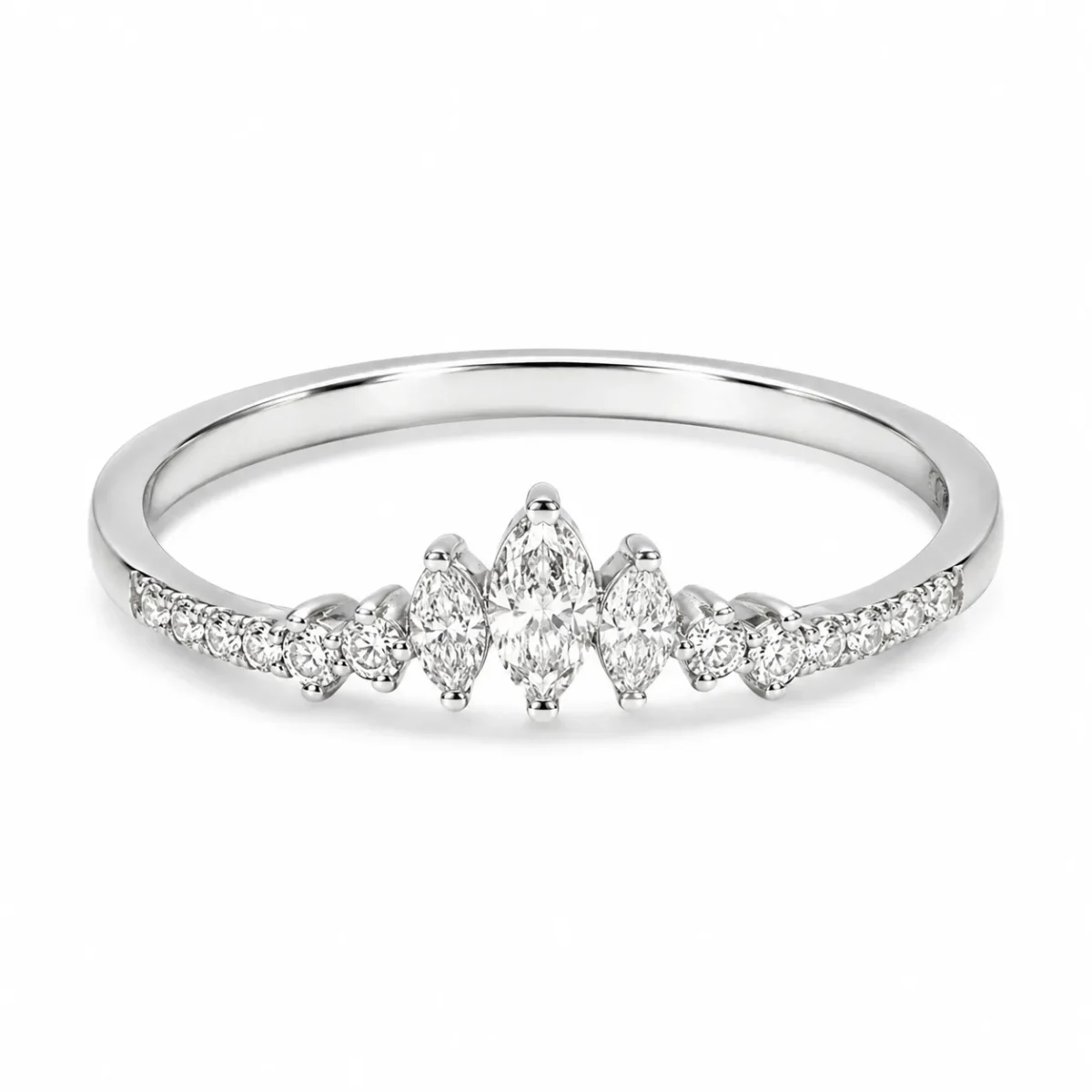9ct White Gold Lab-Grown Diamond Crown Ring 0.25ct EF/VS - AURG1260