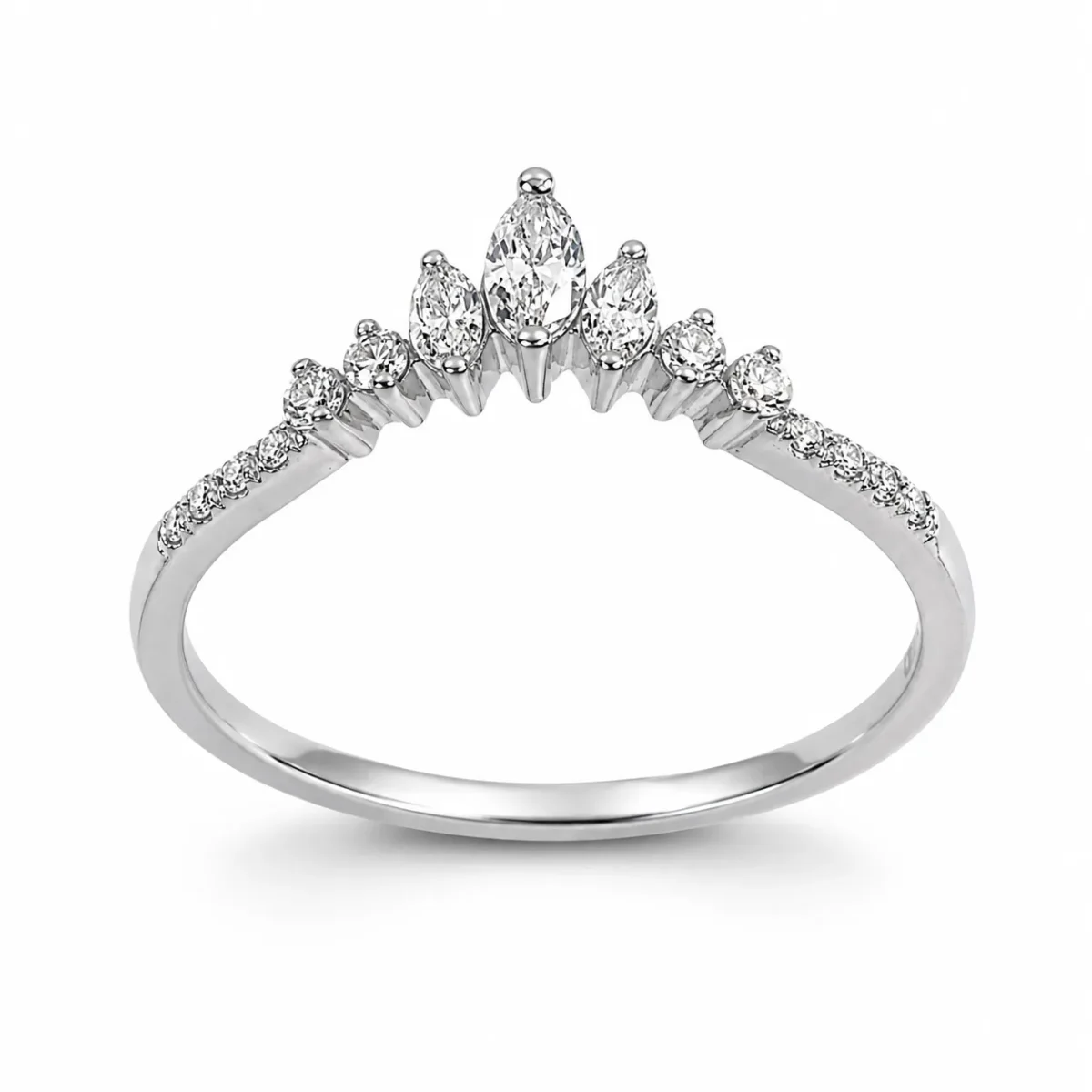 9ct White Gold Lab-Grown Diamond Crown Ring 0.25ct EF/VS - AURG1260