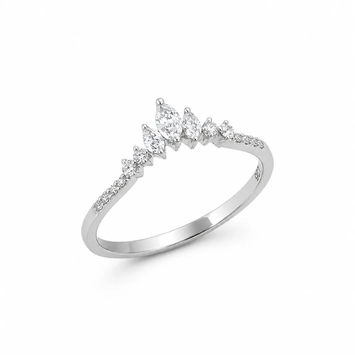 9ct White Gold Lab-Grown Diamond Crown Ring 0.25ct EF/VS - AURG1260