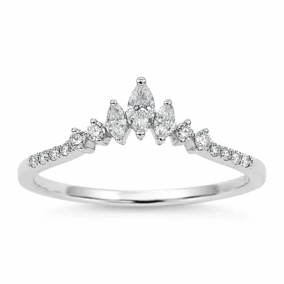9ct White Gold Lab-Grown Diamond Crown Ring 0.25ct EF/VS - AURG1260