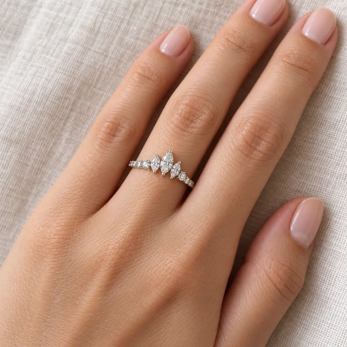 9ct White Gold Lab-Grown Diamond Crown Ring 0.25ct EF/VS - AURG1260