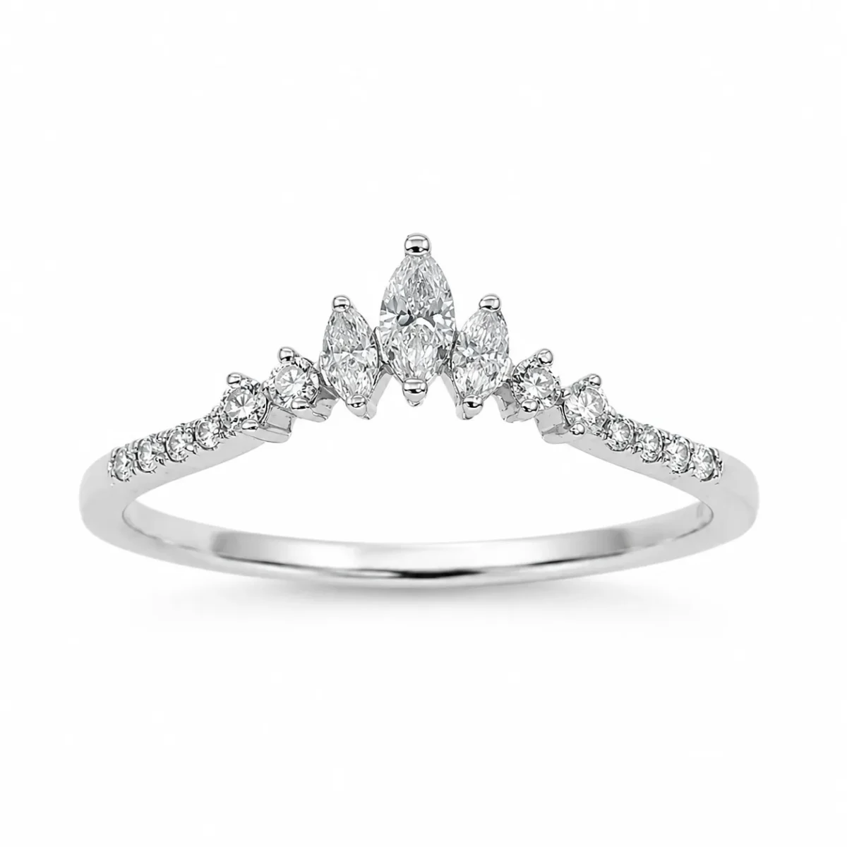 9ct White Gold Lab-Grown Diamond Crown Ring 0.25ct EF/VS - AURG1260