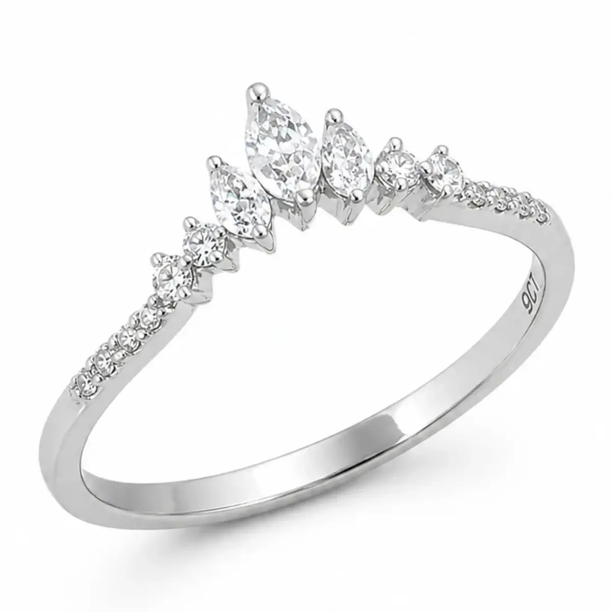 9ct White Gold Lab-Grown Diamond Crown Ring 0.25ct EF/VS - AURG1260