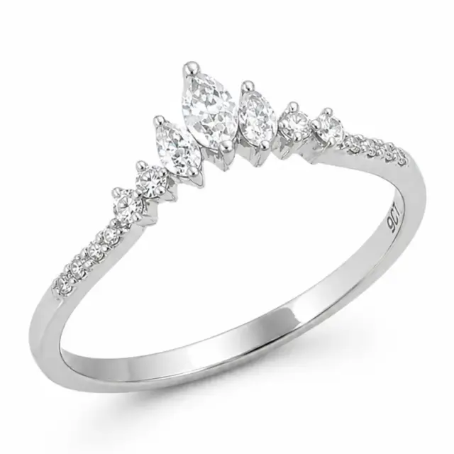 9ct White Gold Lab-Grown Diamond Crown Ring 0.25ct EF/VS - AURG1260