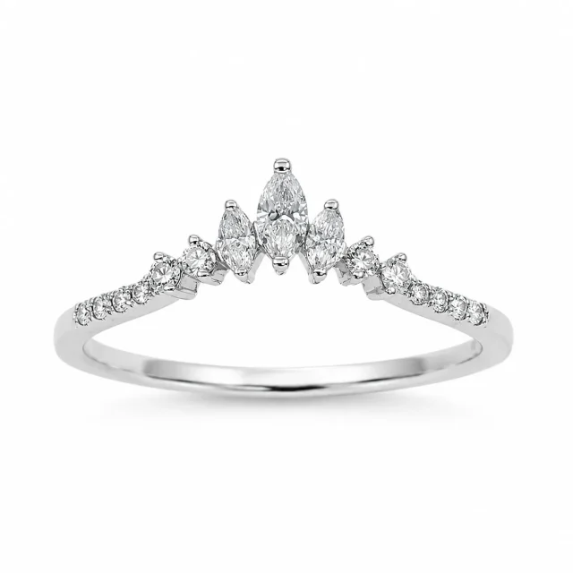 9ct White Gold Lab-Grown Diamond Crown Ring 0.25ct EF/VS - AURG1260
