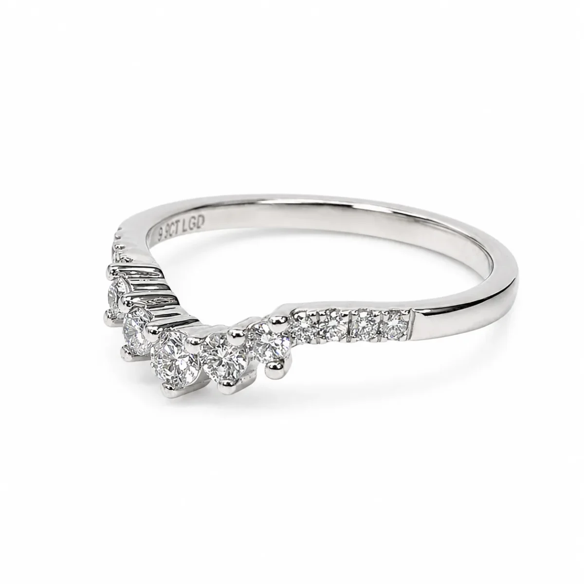9ct White Gold Lab-Grown Diamond Curved Wishbone Ring 0.31ct EF/VS - AURG8789WG