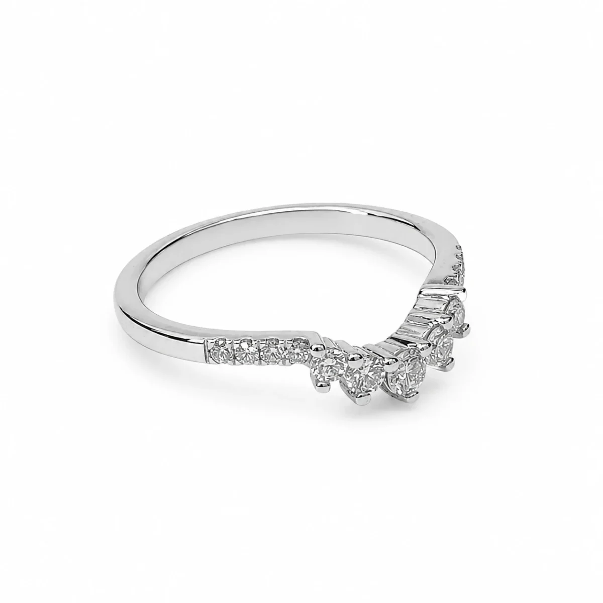 9ct White Gold Lab-Grown Diamond Curved Wishbone Ring 0.31ct EF/VS - AURG8789WG