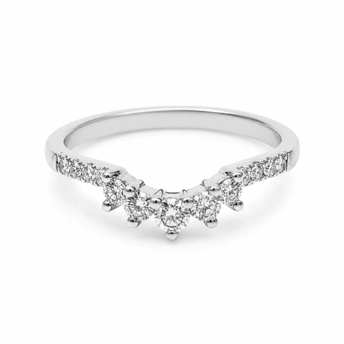 9ct White Gold Lab-Grown Diamond Curved Wishbone Ring 0.31ct EF/VS - AURG8789WG