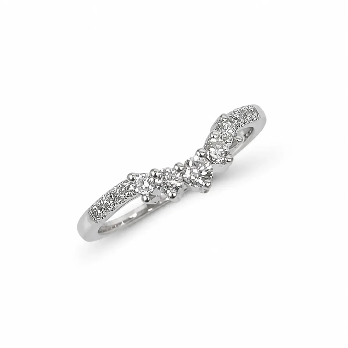 9ct White Gold Lab-Grown Diamond Curved Wishbone Ring 0.31ct EF/VS - AURG8789WG
