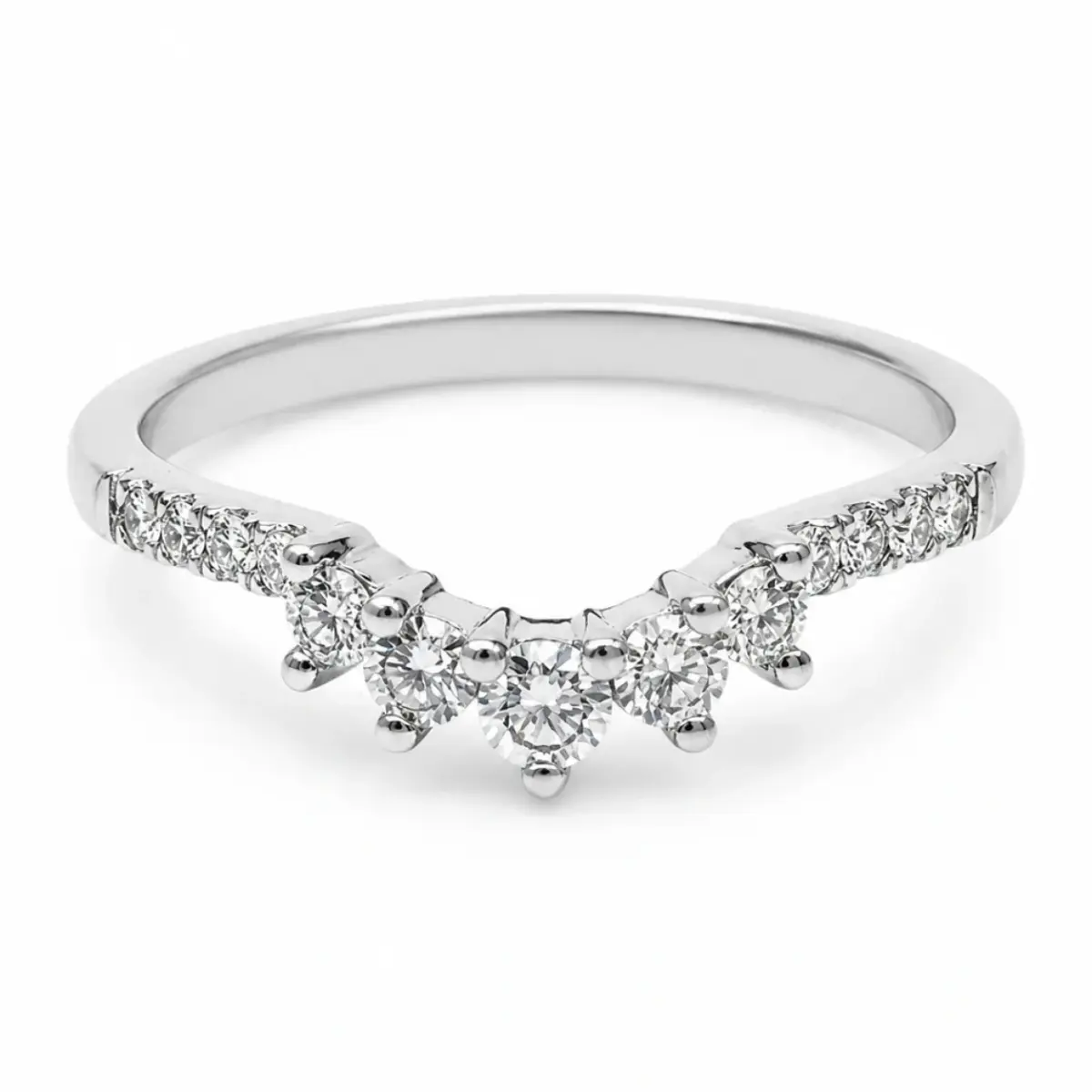 9ct White Gold Lab-Grown Diamond Curved Wishbone Ring 0.31ct EF/VS - AURG8789WG