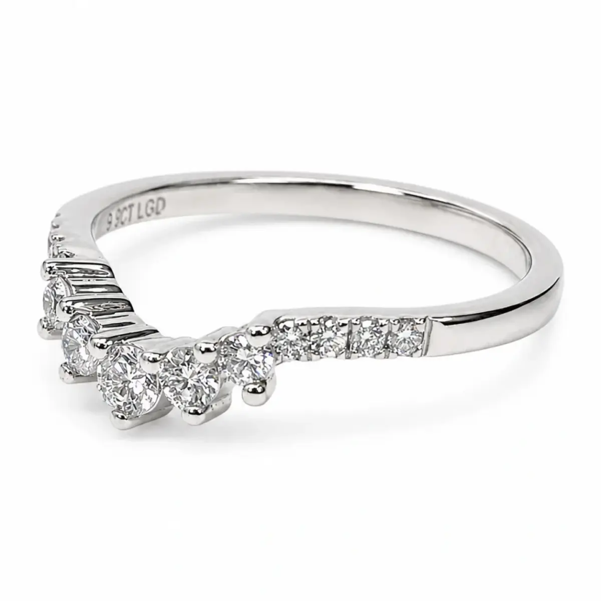 9ct White Gold Lab-Grown Diamond Curved Wishbone Ring 0.31ct EF/VS - AURG8789WG