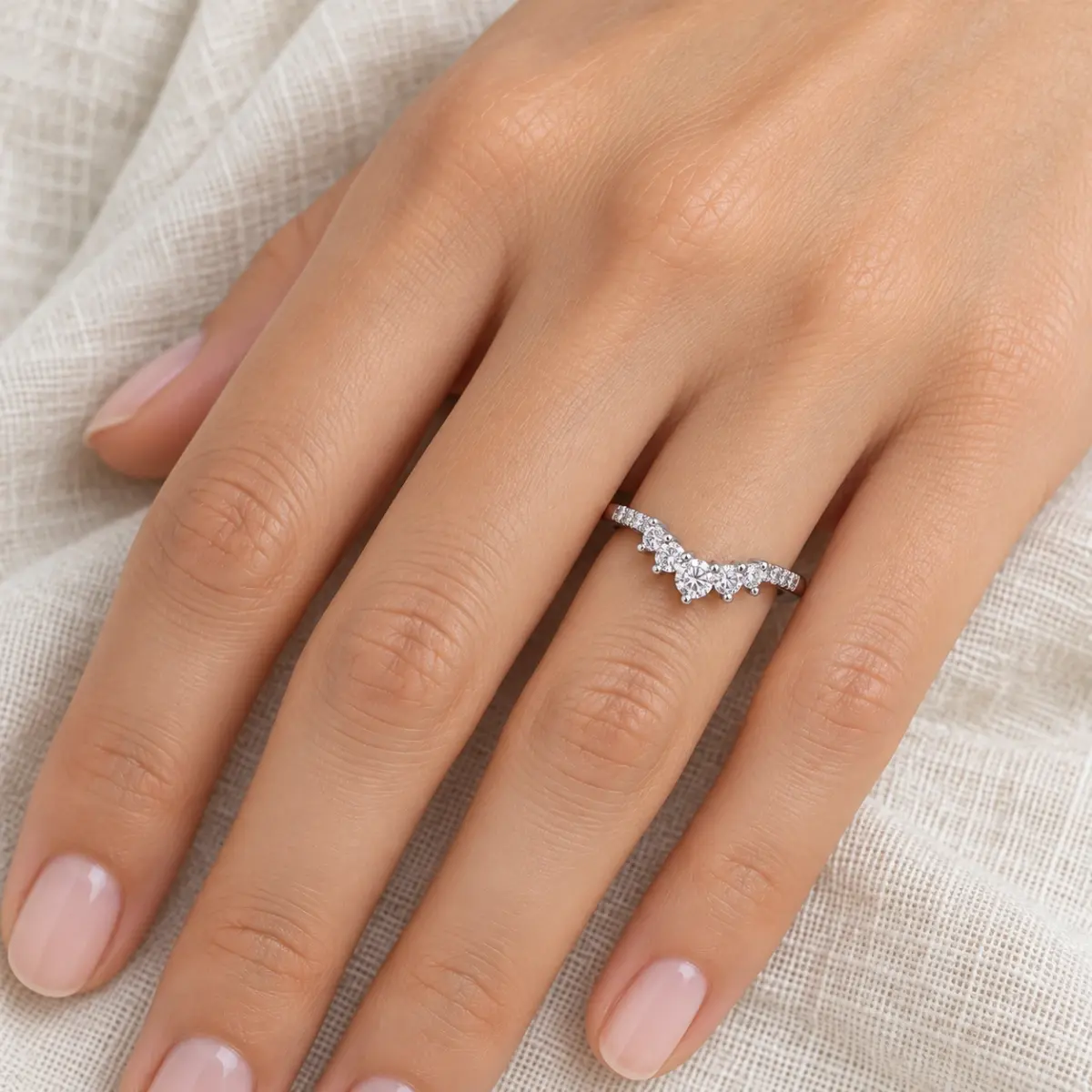 9ct White Gold Lab-Grown Diamond Curved Wishbone Ring 0.31ct EF/VS - AURG8789WG