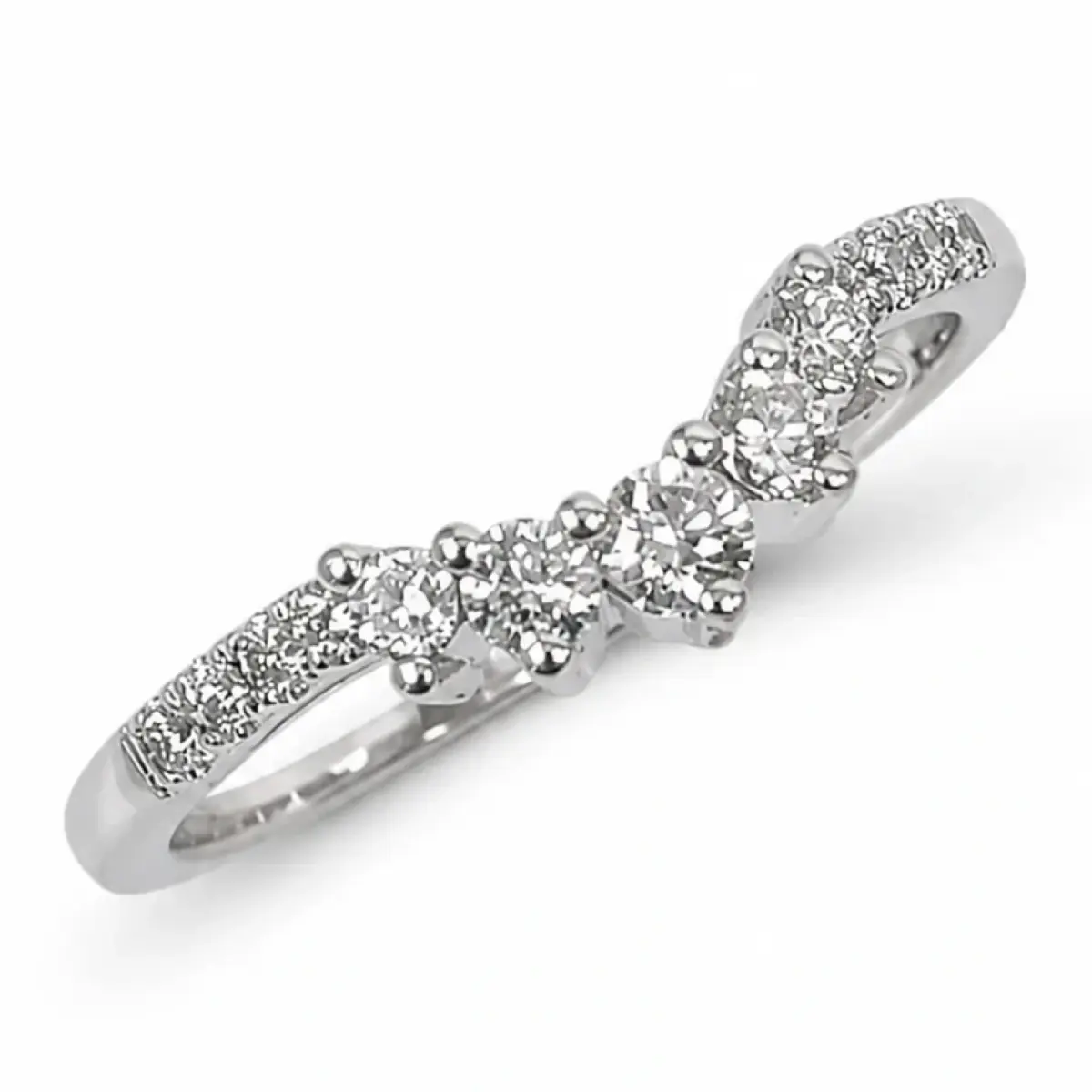 9ct White Gold Lab-Grown Diamond Curved Wishbone Ring 0.31ct EF/VS - AURG8789WG