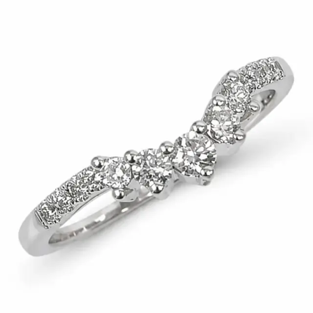 9ct White Gold Lab-Grown Diamond Curved Wishbone Ring 0.31ct EF/VS - AURG8789WG